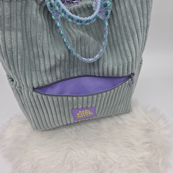 Große Umhängetasche "Ich fühl mich DISCO"  Grau - Breitcord